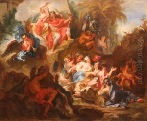 Louis XIV se repose dans le sein de la gloire apres la paix de Nimegue. by Antoine Coypel
