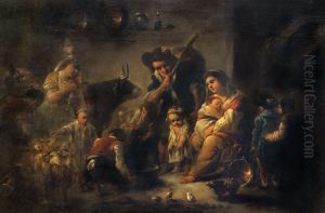 Peasant family in an interiorFrancais:Famille de paysans dans un interieurItaliano:Peasant family in an interior by Jacques Gamelin