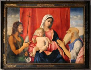 La Vierge et l'Enfant entre saint Jean Baptiste et saint Jerome by Giovanni Bellini