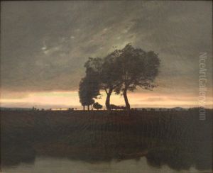 Une mare, effet du soir apres l'orage