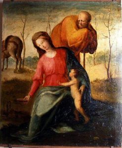 The Flight into Egypt. by Domenico Beccafumi