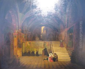 Interior view of the church of the convent of San Benedetto, near Subiaco