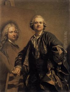Louis Michel Van Loo peignant le portrait de son pere Jean Baptiste by Louis-Michel Van Loo