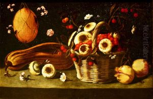 Natureza morta com melao e cogumelos by Josefa de Obidos