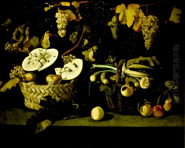 Natureza morta com melancia e uvas - view 1