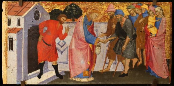 Saint Laurent distribue aux pauvres et aux malades les tresors legues par l'empereur dechu, Philippe le Jeune, a l'Eglise. - view 1