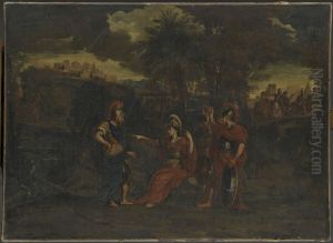 Minerve au milieu de soldats by Nicolas Poussin