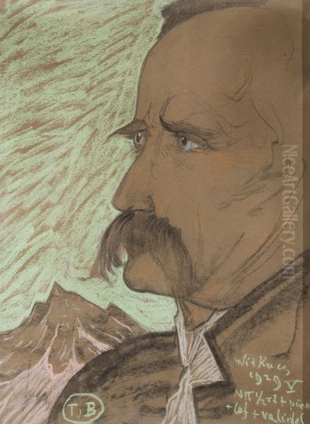 Portrait of Jedrzej Marusarz, in profile with the mountain background - view 1