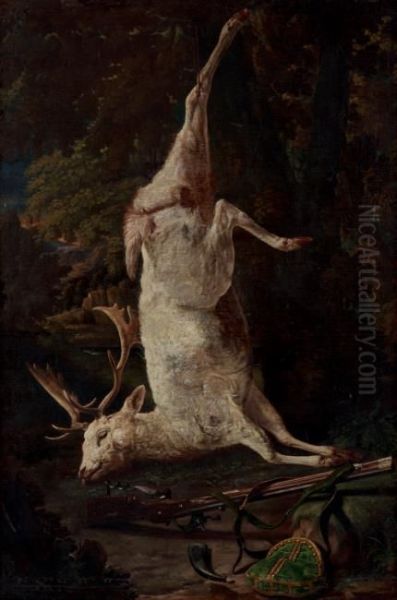 Hunting still life with deer - view 1