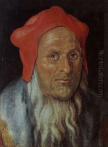 Portrat eines bartigen Mannes mit roter Kappe by Albrecht Durer
