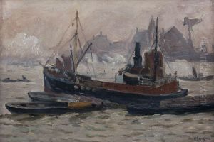 Foggy mood Hamburg harbor by Wilhelm Eberhardt