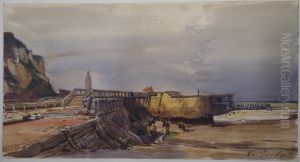 La jetee de Saint-Valery-en-Caux by Eugene Isabey