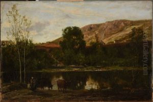 Paysage, etang by Charles-Francois Daubigny