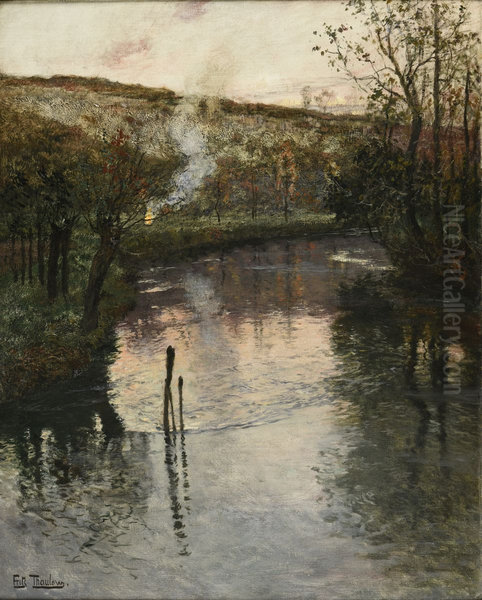 Soleil couchant sur l'Arques a Pequigny - view 1