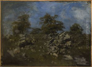 Paysage avec rocher by Antoine-louis Barye