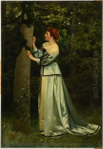 Jeune femme ecrivant sur un arbre Jeune femme ecrivant sur un arbre