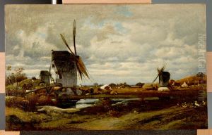 Les moulins a vent by Jules Dupre