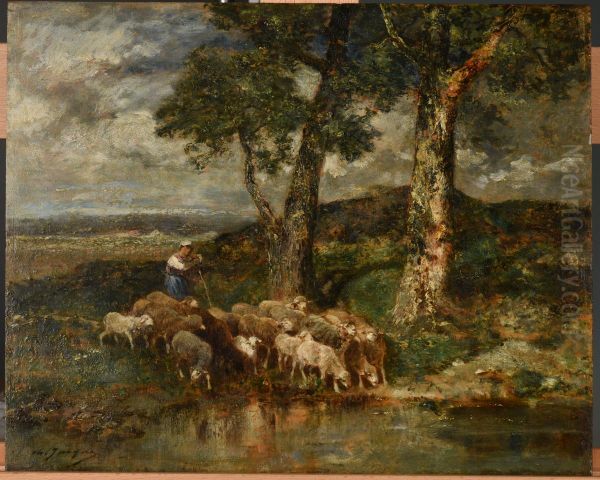 Moutons a l'abreuvoir - view 1