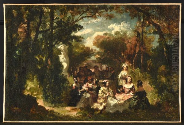 Societe elegante dans un parc - view 1