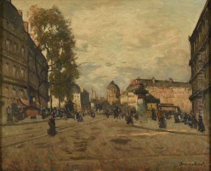 La place Saint-Michel a Paris by Louis Braquaval