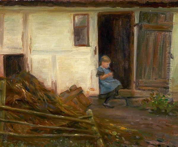 Scenery with a girl in a doorway. - view 1
