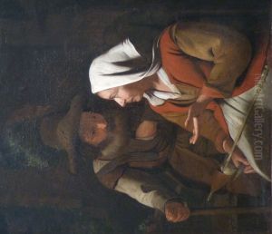 Vieillard et fileuse by Michiel Sweerts