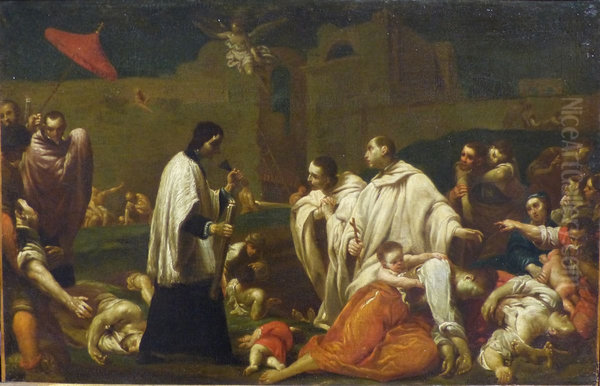 Bernardo Tolomei au milieu des victimes de la peste noire a Sienne en 1348 - view 1