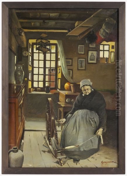 Femme filant dans un interieur - view 1