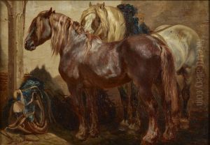 Chevaux type postier a l'ecurie
