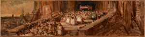 Procession sortant d'une eglise by Eugene Isabey