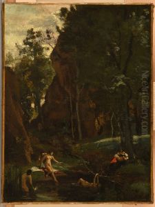 Diane au bain by Jean-Baptiste Camille Corot
