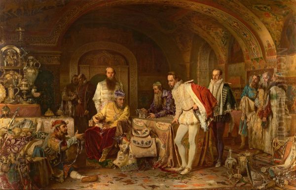 Ivan IV of Russia("Ivan the Terrible") demonstrates his treasures to theambassadorofQueenElizabeth I of England - view 1
