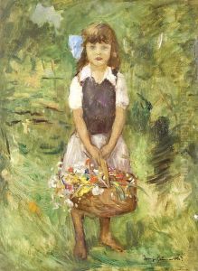 Little Girl with Flower Basket by Bela Ivanyi-Grunwald