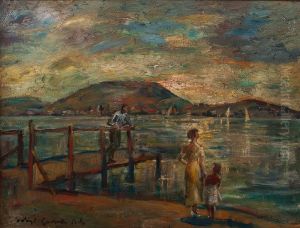 Pier on Balaton by Bela Ivanyi-Grunwald