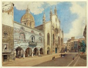 Der Domplatz von Como by Rudolf von Alt