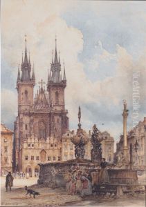 Ansicht des Altstadter Rings mit der Theynkirche in Prag