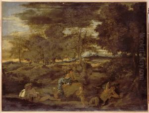 Paysage au satyre endormi by Nicolas Poussin