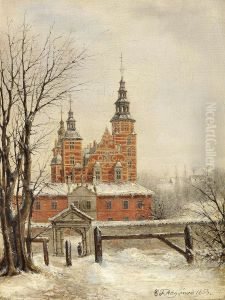 Rosenborg Castle in winter. by Carl Frederik Aagaard