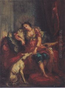 Frau aus Algier mit Windhund