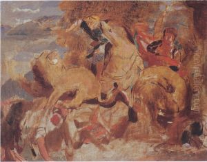 Studie zu Die Lowenjagd nach Delacroix by Odilon Redon