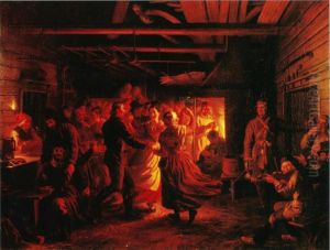 Kohtaus Hirvenhiihtajista by Robert Wilhelm Ekman