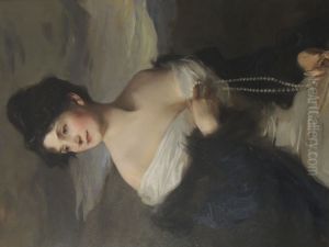 Portrait de la Vicomtesse de Fontenay (1870-1952), femme de l'ambassadeur de France by Philip de Laszlo