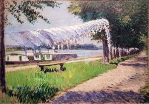 Drying laundry on the banks of the Seine by Gustave Caillebotte