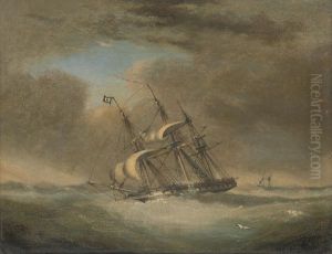 H.M.S. Warspite, as a frigate, running before the wind under reduced sail by Nicholas Condy