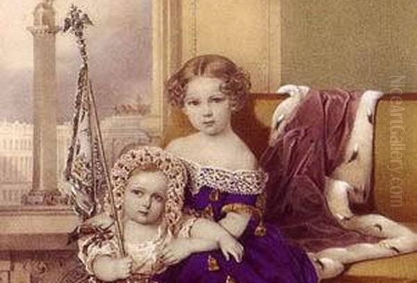 Portrait of Tsarevich Nicholas Alexandrovich and Grand Duchess Alexandra Alexandrovna - view 1
