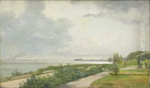 Landscape at Kronborg, Denmark. by Carl Frederik Aagaard