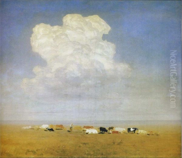 Midday. Herd on the steppe - view 1