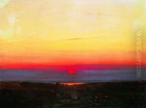 Sunset in the steppe on a seashore by Arkhip Kuindzhi
