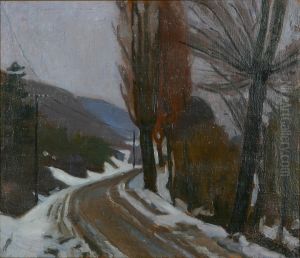 A road in a landscape.