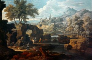 Classical landscape with staffage.
